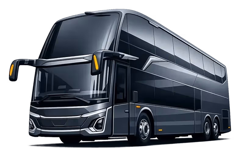 Ilustrasi bus tingkat double decker untuk pesan tiket bus online AKAP di Ayonaikbis