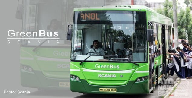 Green bus Scania