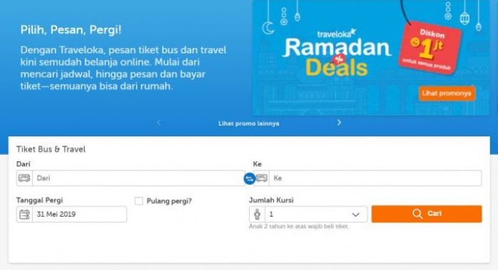 Aplikasi Beli Tiket Bus Traveloka