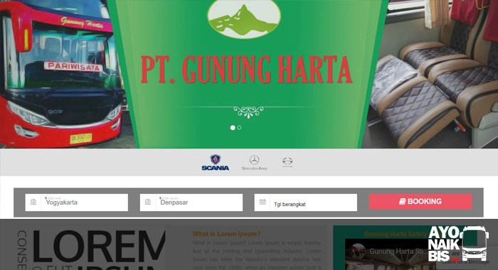 Cara beli tiket bus Online Gunung Harta