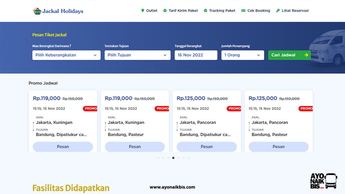 Halaman Pesan Tiket Online Travel Jackal Holidays
