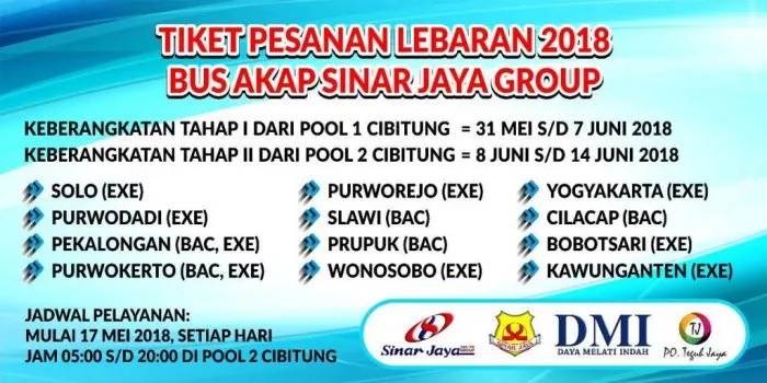 Tiket Mudik Sinar jaya