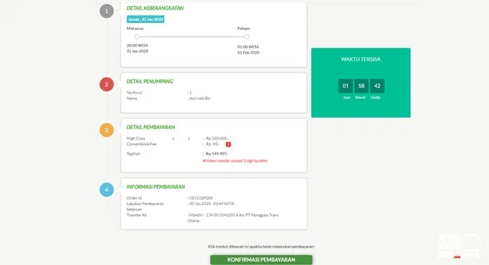 Pembayaran Tiket Bus