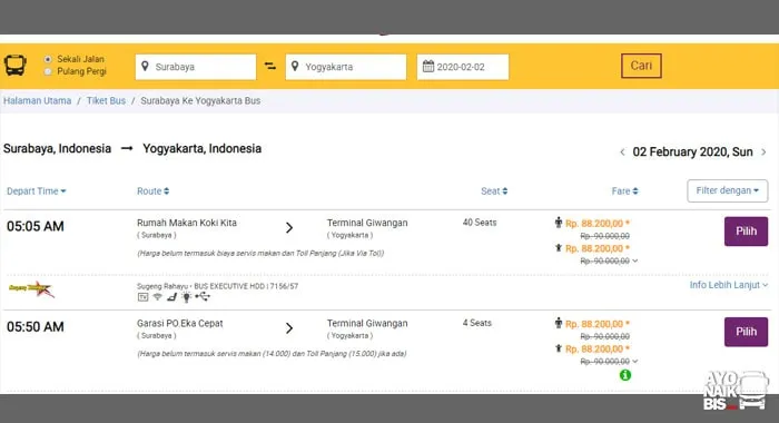 Beli Tiket Bus Sugeng Rahayu