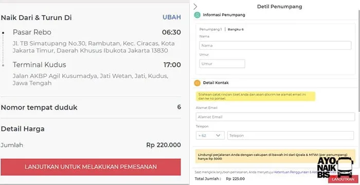 Isi data penumpang